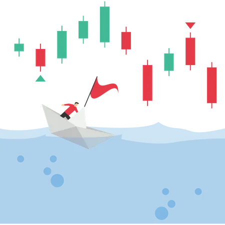 Stock market was hit by a heavy price slash and leadership  イラスト