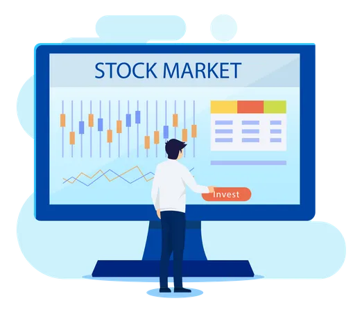 Modern Flat Design Of Investing In The Stock Market People Trading Stock Online Flat Style Vector Template Suitable For Web Landing Page Background 일러스트레이션