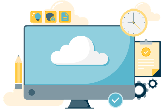 Stockage cloud d'ordinateurs et de données  Illustration