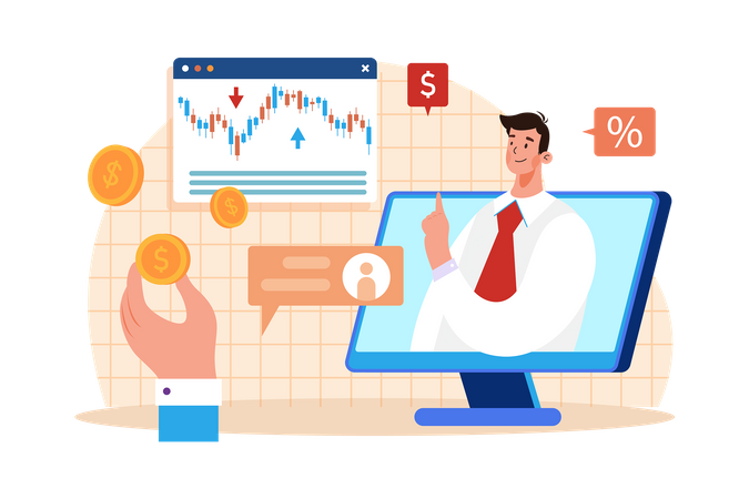 Stockbroker trading market  Illustration