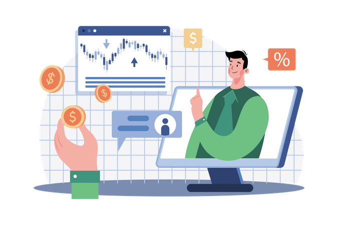 Stockbroker trading market  Illustration