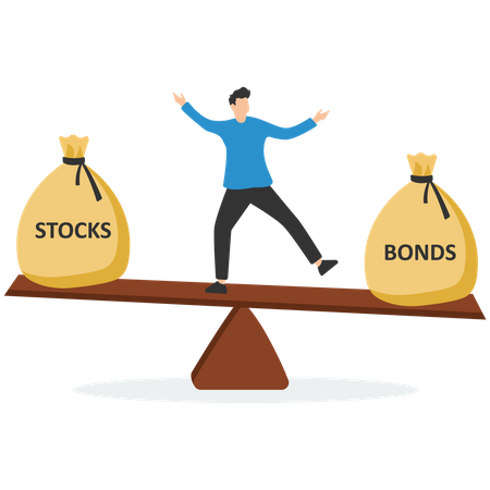 Stocks vs bonds in investment asset allocation Illustration
