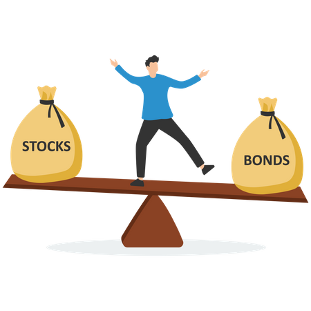 Stocks vs bonds in investment asset allocation  Illustration