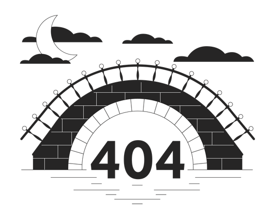 Stone bridge black white error 404 flash message  Illustration