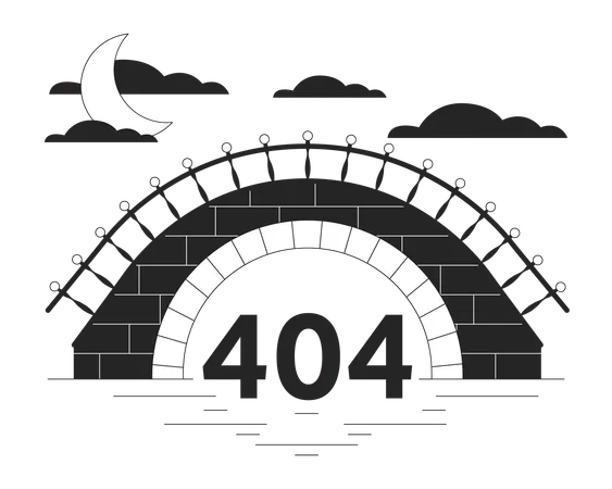 Stone bridge black white error 404 flash message  Illustration