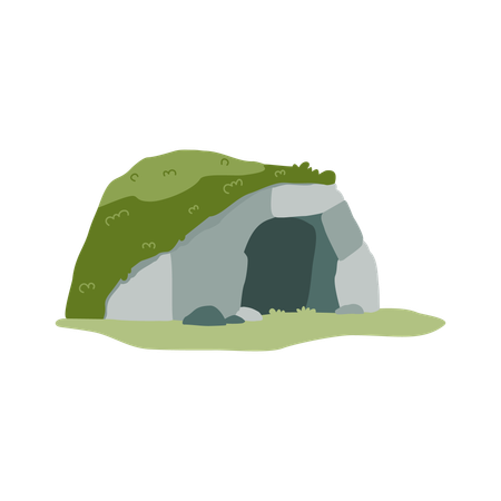 Stone cave of prehistoric man dwelling  Illustration