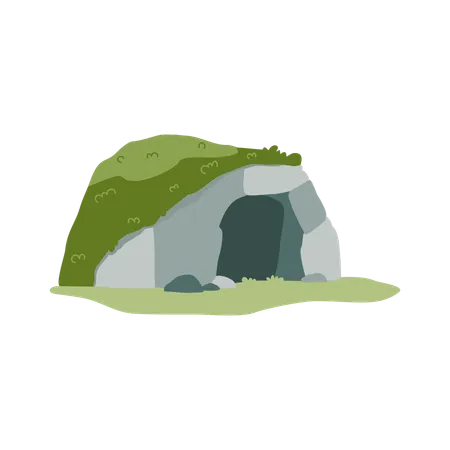 Stone cave of prehistoric man dwelling  Illustration