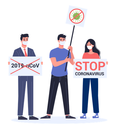 Pare a demonstração do 2019-nCoV. Alerta de coronavírus. Vírus perigoso  Ilustração
