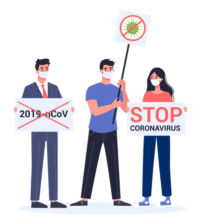 Stop 2019-nCoV demonstration. Coronovirus alert. Dangerous virus  Illustration