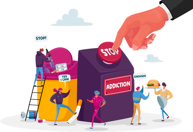Stop Addiction and Healthy Life Illustration