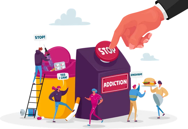 Stop Addiction and Healthy Life  Illustration