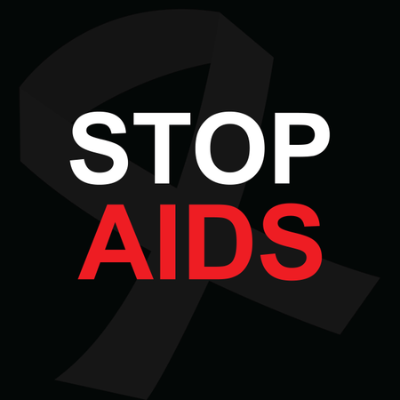 Stop Aids Awareness  In Black Background Vector Illustration Illustration