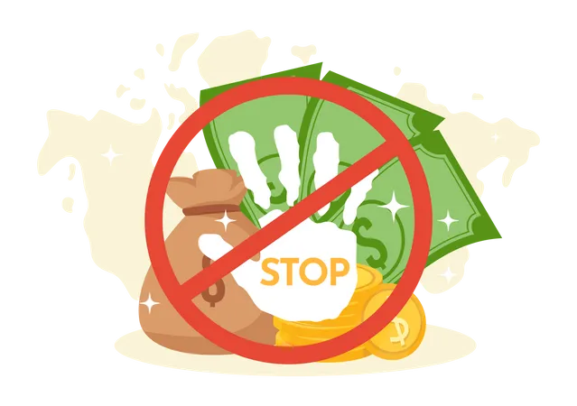 Anti Corruption Day Vector Illustration On 9 December With Stop Give Money And Coin Dollar With A Prohibition Sign In Flat Cartoon Background Design イラスト