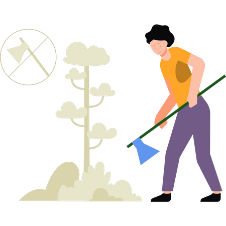 Stop cutting trees  Illustration