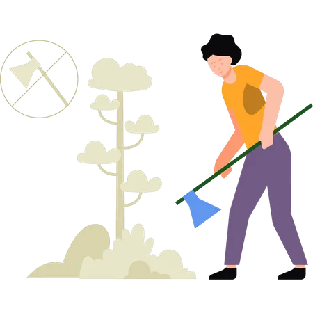 Stop cutting trees  Illustration