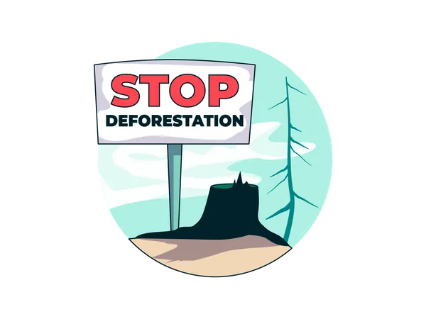 Stop deforestation board  イラスト