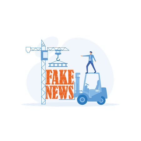 Stop fake news and misinformation spreading on internet and media  イラスト