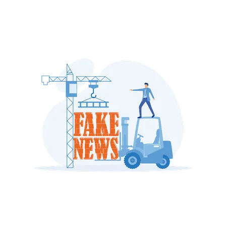 Stop fake news and misinformation spreading on internet and media  Illustration