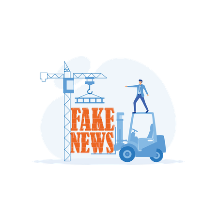 Stop fake news and misinformation spreading on internet and media  Illustration