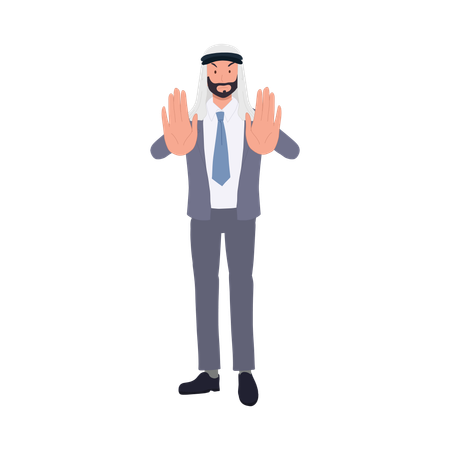 Stop Gesture by Arab Businessman in suit  Illustration