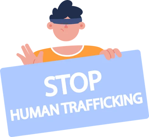 Stop human trafficking with young man  Illustration