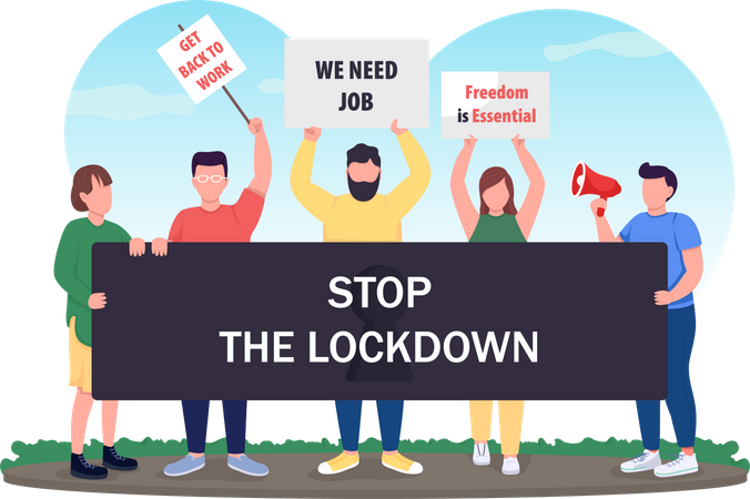Stop lockdown protest Illustration