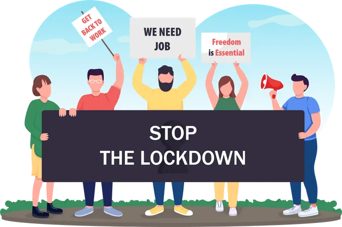 Stop lockdown protest  Illustration