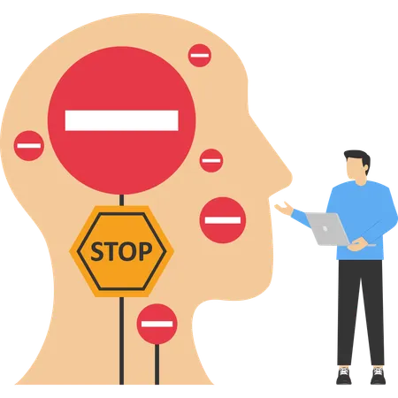 Stop negative thinking  Illustration