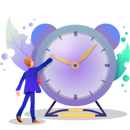 Time Illustration Management People Cartoon Manager Business Deadline Vector Hour Timer Concept Person Stop Clock Work Worker Character Office Success Employee Watch Minute Hand Design Metaphor Isolated Idea Male Job Illustration