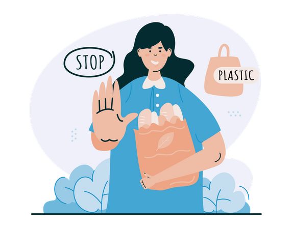 Stop using shopping plastic  Illustration