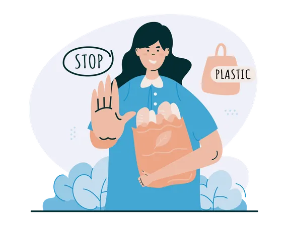 Stop using shopping plastic  Illustration