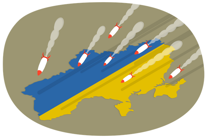 Stop War In Ukraine and Russian Military Aggression  Illustration