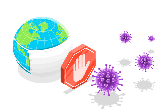 Stoppen Sie die Covid-Pandemie, indem Sie eine Maske tragen  Illustration