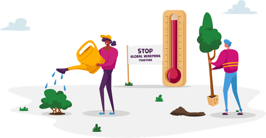 Stoppen Sie die globale Erwärmung und die Umweltverschmutzung  Illustration