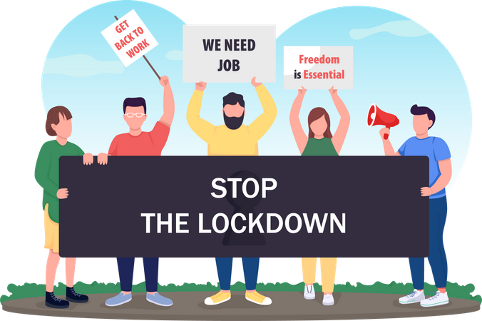 Stoppt den Lockdown-Protest  Illustration