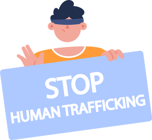 Stoppt den Menschenhandel mit jungem Mann  Illustration