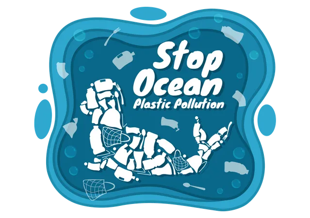 Stoppt die Verschmutzung der Ozeane durch Plastik  Illustration