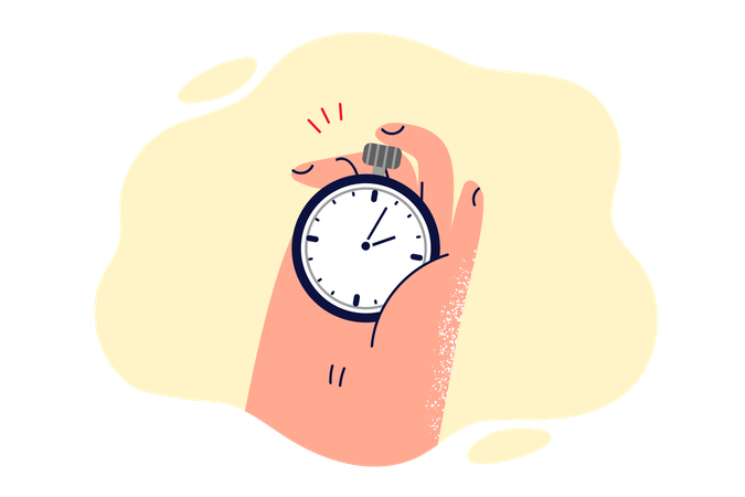 Stopwatch in hand of person noting time at sports competition of runners  イラスト