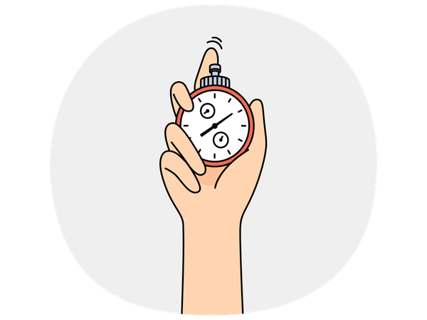 Stopwatch in hand of person tracking speed of athlete  Illustration