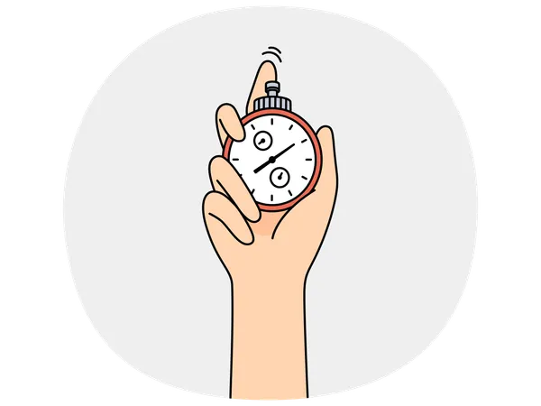 Stopwatch in hand of person tracking speed of athlete  Illustration