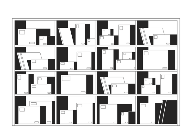 Storage shelves with boxes and documents  Illustration