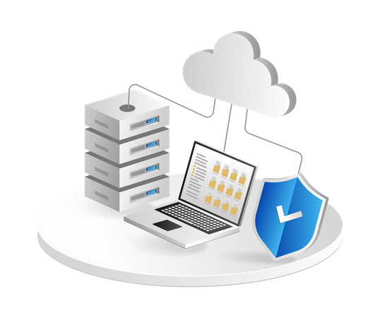 Store data folder on cloud server Illustration