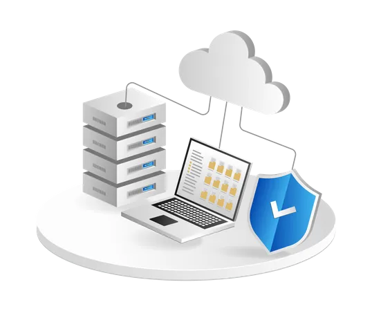 Store data folder on cloud server Illustration