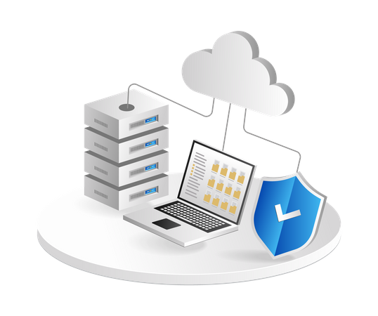 Store data folder on cloud server  Illustration