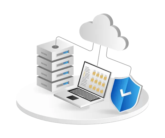 Store data folder on cloud server  Illustration