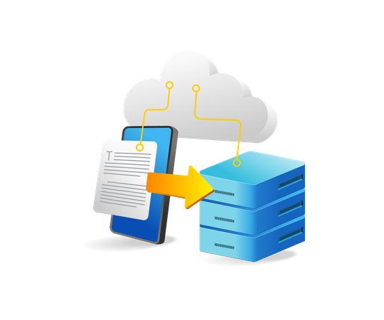 Store data in cloud server Illustration