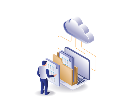 Store data on cloud servers  Illustration