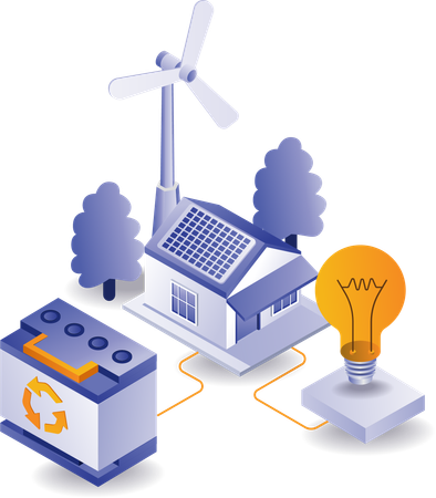 Storing solar energy in generators  Illustration