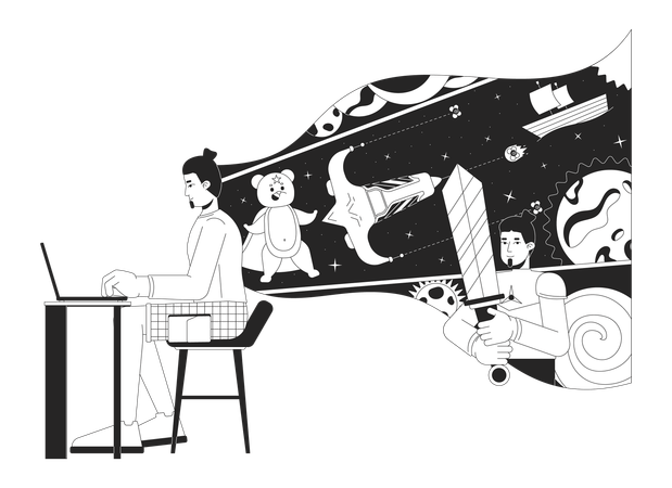 Storytelling by talented man author  Illustration