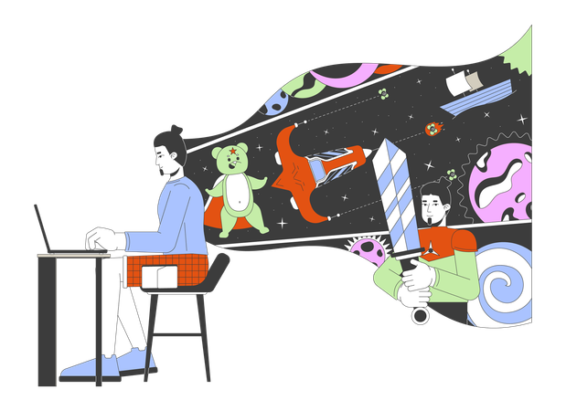 Storytelling by talented man author  Illustration